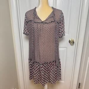 Reiss Manuella Printed Sheer Knee Length Dress - Size 12